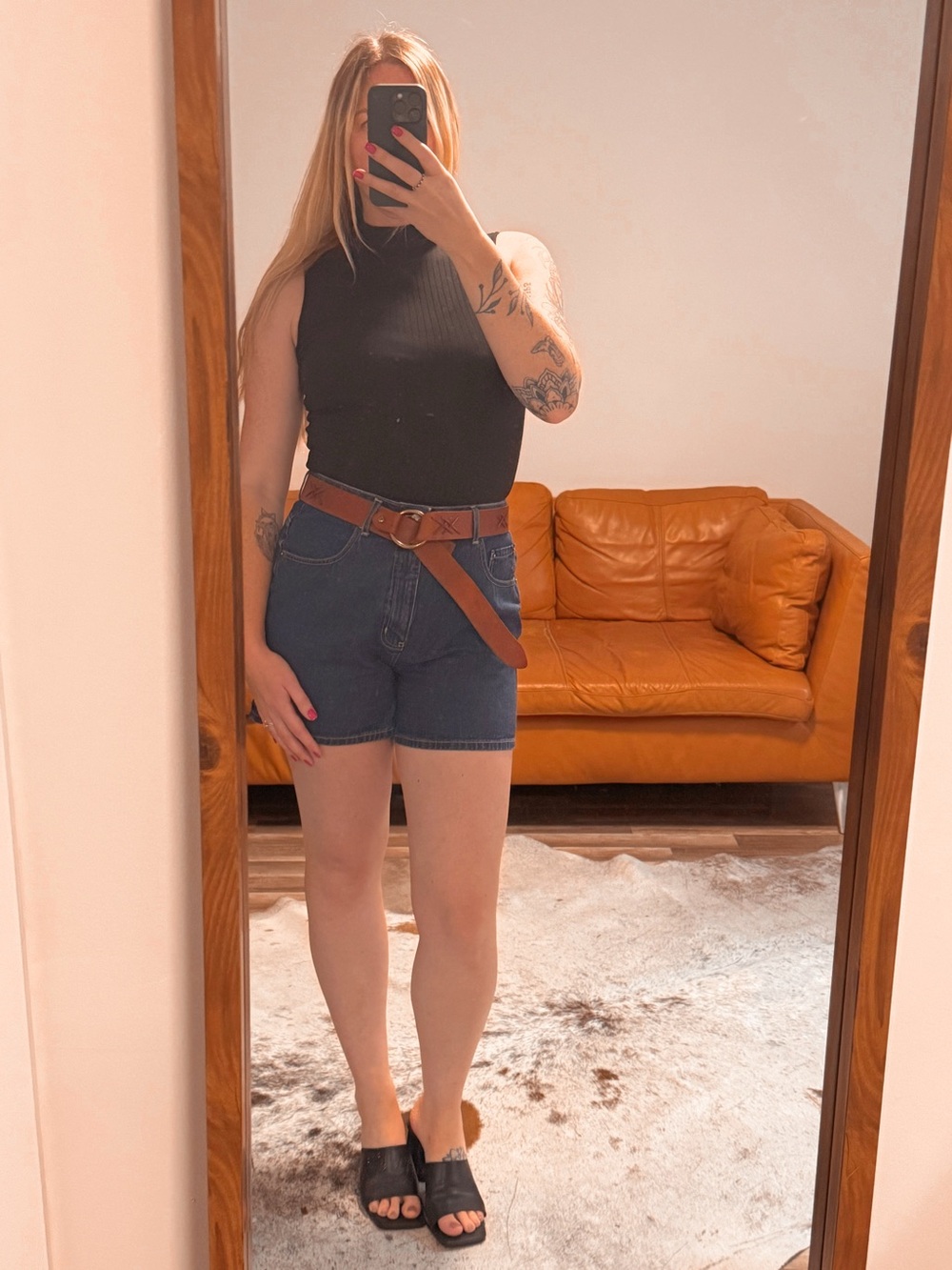 Vintage Cotton Ginny High-Rise Dark Wash Denim Shorts